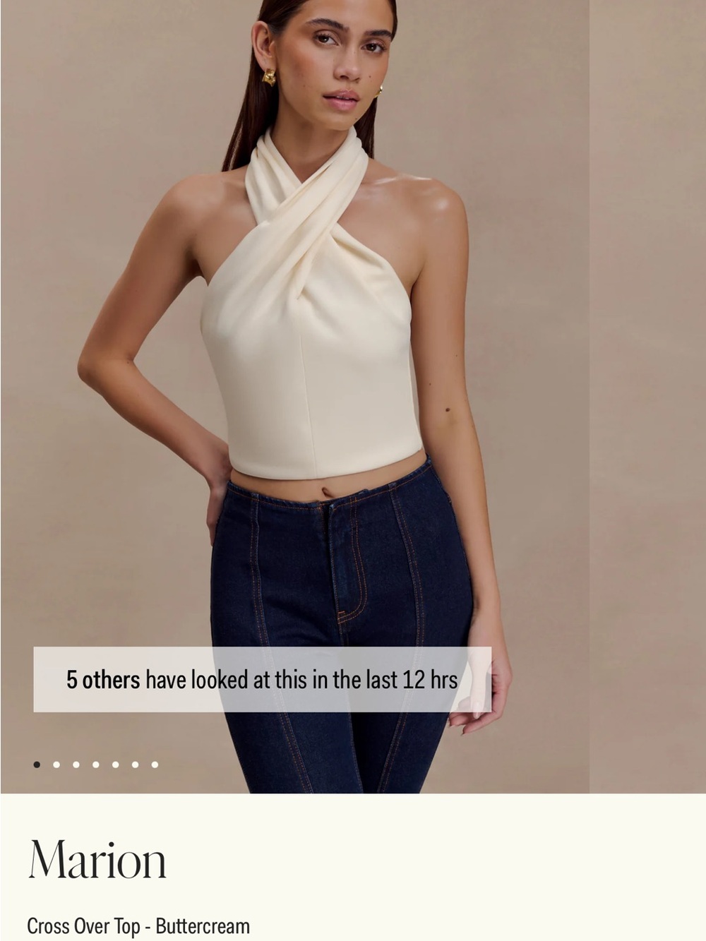 Meshki Marion Buttercream Cross-Over Halter Top NWT MRSP $98